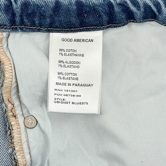 GOOD AMERICAN Good Boy Twisted Slit Jeans Women’s Size 18 Blue875 - Picture 5 of 7